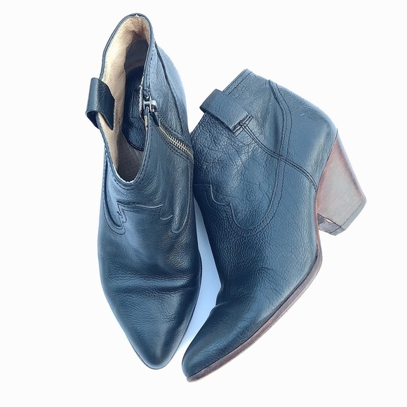 Frye Shoes - FRYE Reina Black Leather Ankle Booties 9